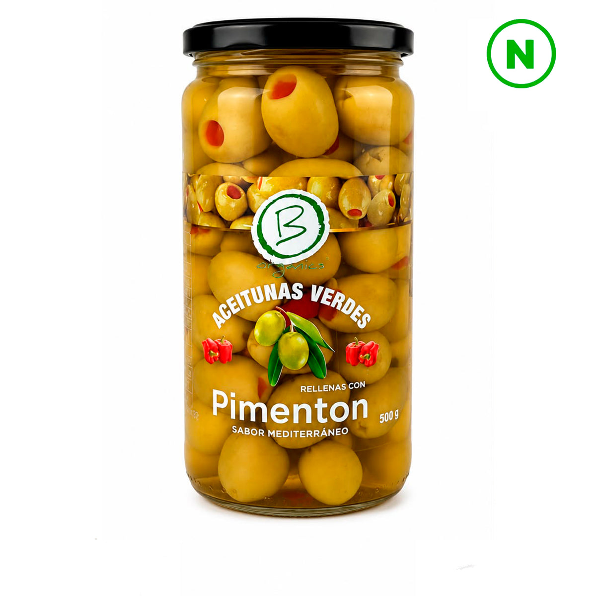 Aceitunas verdes rellenas con pimentón 500g