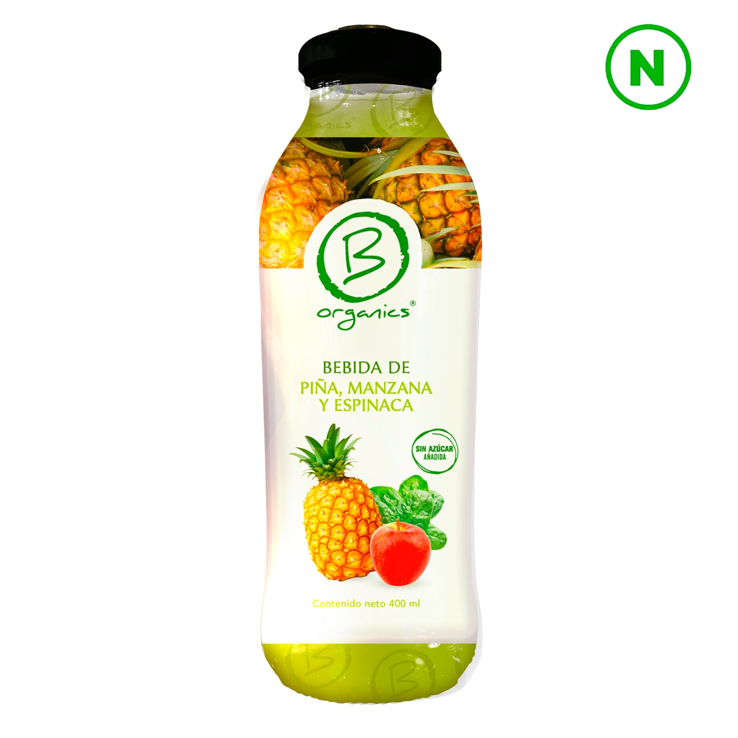 Bebida piña, manzana y espinaca