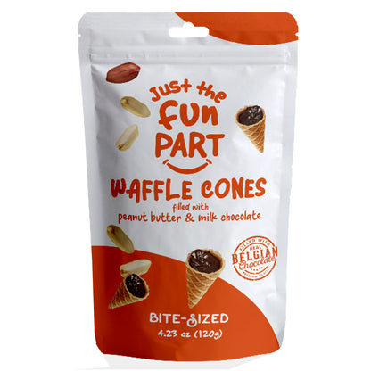 Conos rellenos de mantequilla de maní y chocolate de leche