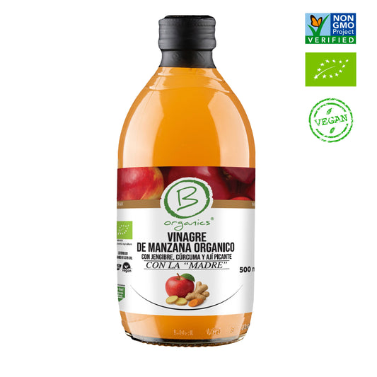 Vinagre manzana con jengibre, cúrcuma y ají picante
