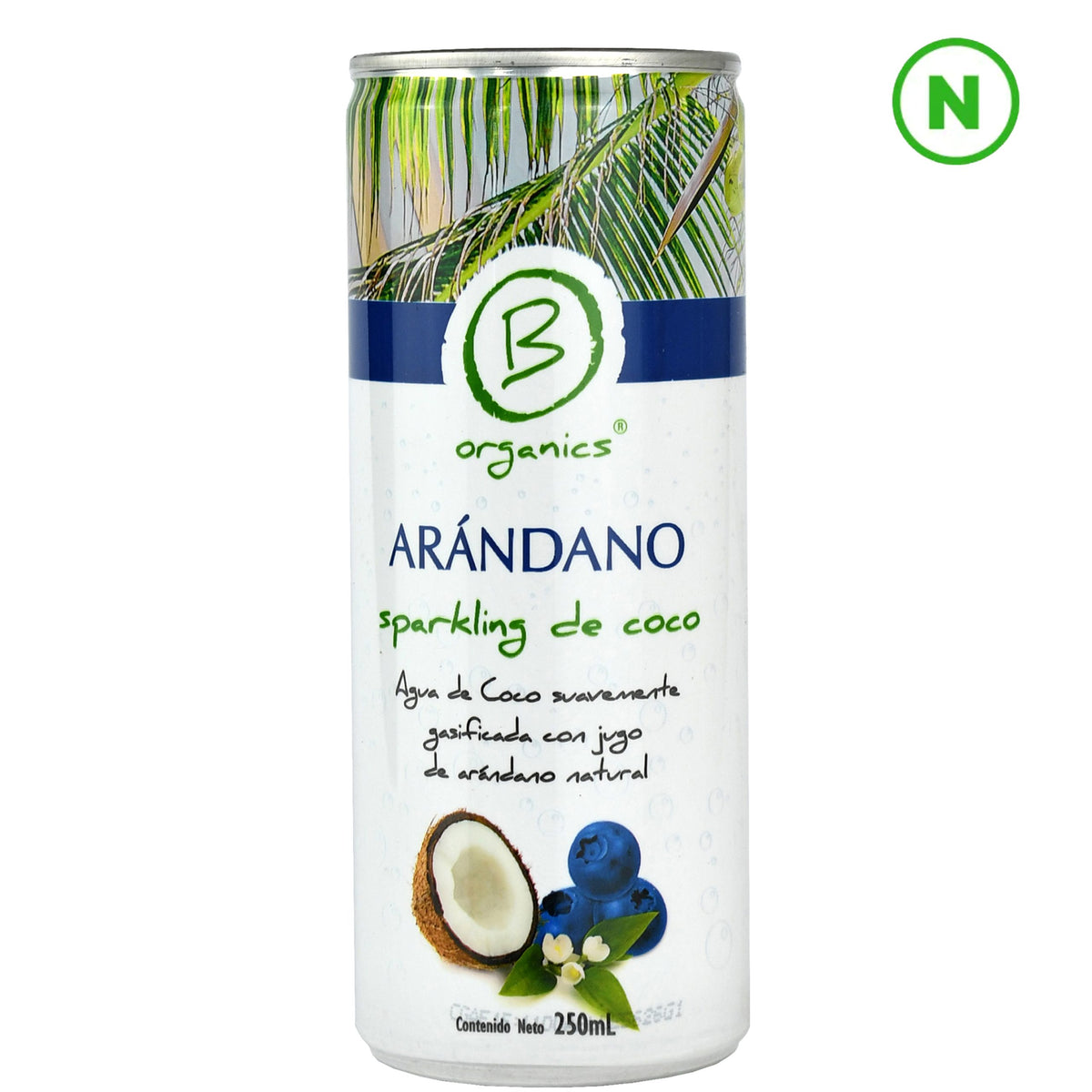 Agua de Coco y Arándano Gasificada B Organics 250 Ml
