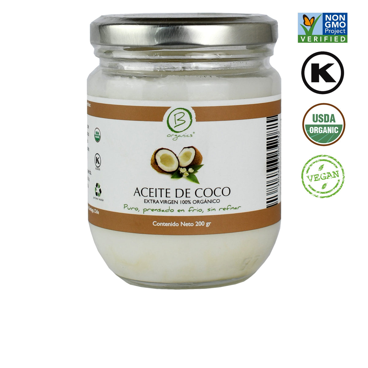 ACEITE DE COCO ORGÁNICO EXTRA VIRGEN BE ORGANICS 200 ML